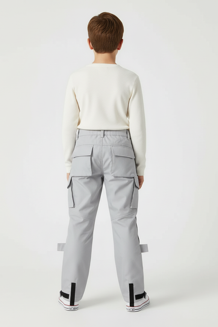 Pantalon Cargo Gris Multipoches Garçon Décontracté - Polyester - vue 2