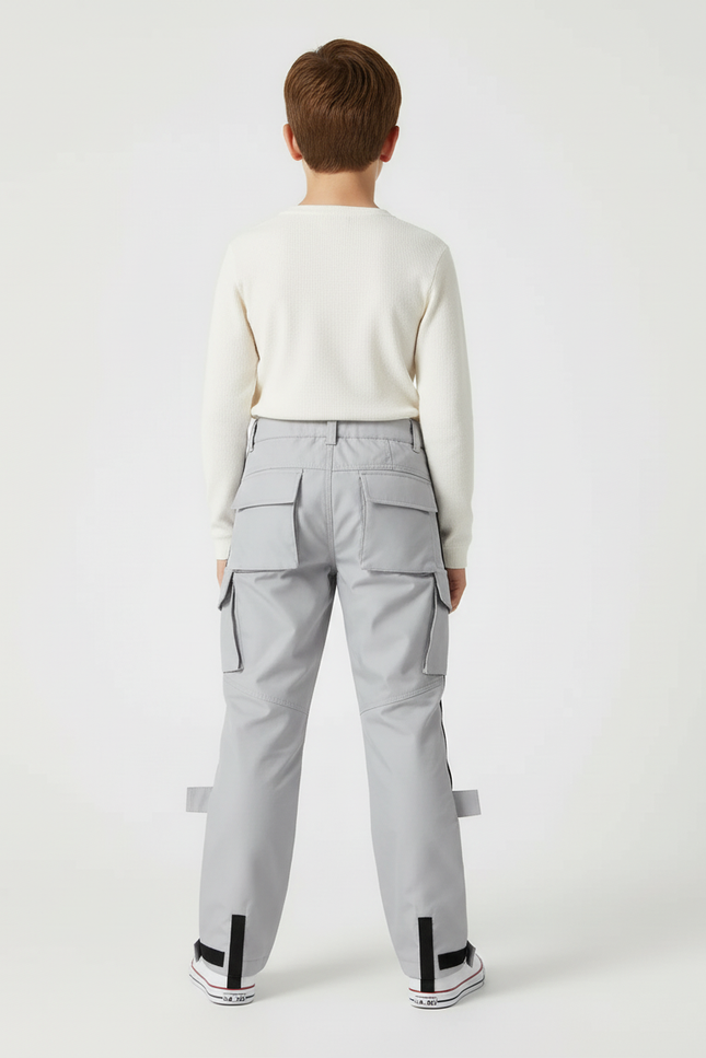 Pantalon Cargo Gris Multipoches Garçon Décontracté - Polyester - vue 2