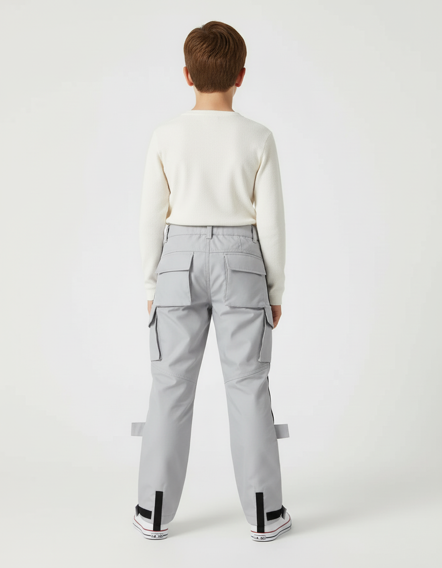 Pantalon Cargo Gris Multipoches Garçon Décontracté - Polyester - vue 2
