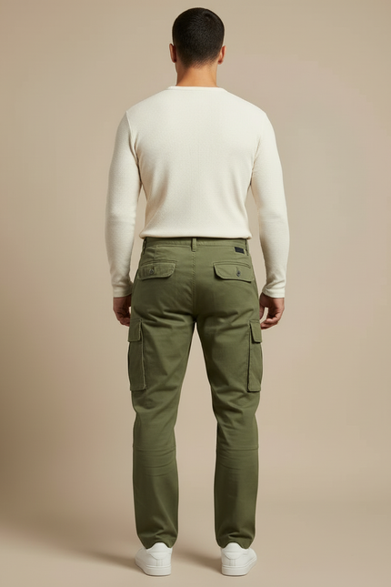 Pantalon Cargo Kaki Vert Multi-Poches Décontracté Ample - Toile - vue 2