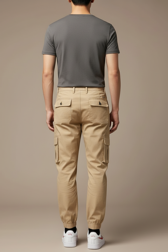 Pantalon Cargo Bas Resserré - Beige Coton - vue 2