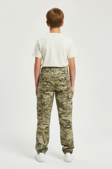 Pantalon Cargo Camouflage Enfant Multipoches Décontracté - Multicolore Toile - vue 2