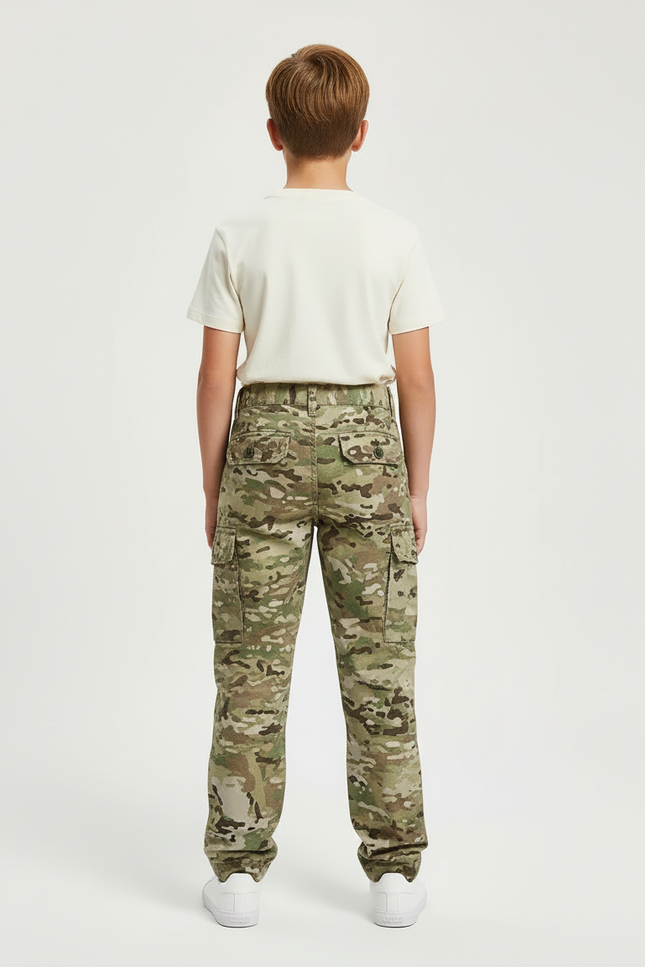 Pantalon Cargo Camouflage Enfant Multipoches Décontracté - Multicolore Toile - vue 2