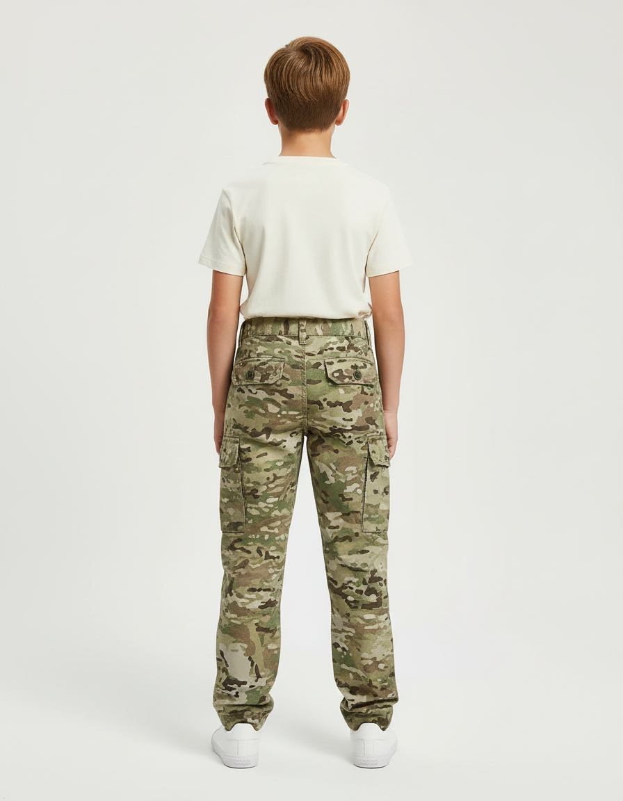 Pantalon Cargo Camouflage Enfant Multipoches Décontracté - Multicolore Toile - vue 2