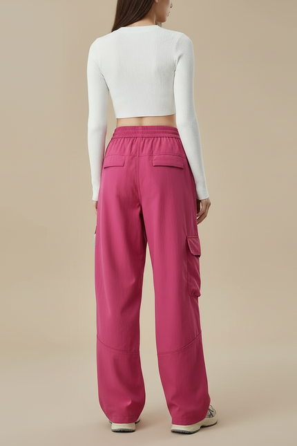 Pantalon Cargo Rose Ample Décontracté Femme - Polyester - vue 2