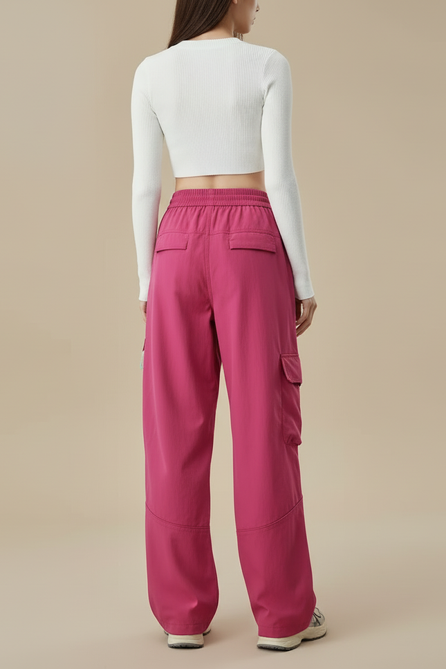 Pantalon Cargo Rose Ample Décontracté Femme - Polyester - vue 2