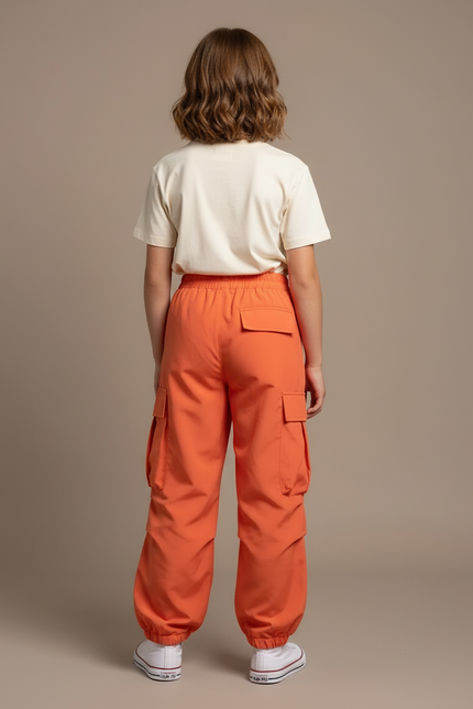 Pantalon Cargo Orange Femme - Polyester - vue 2
