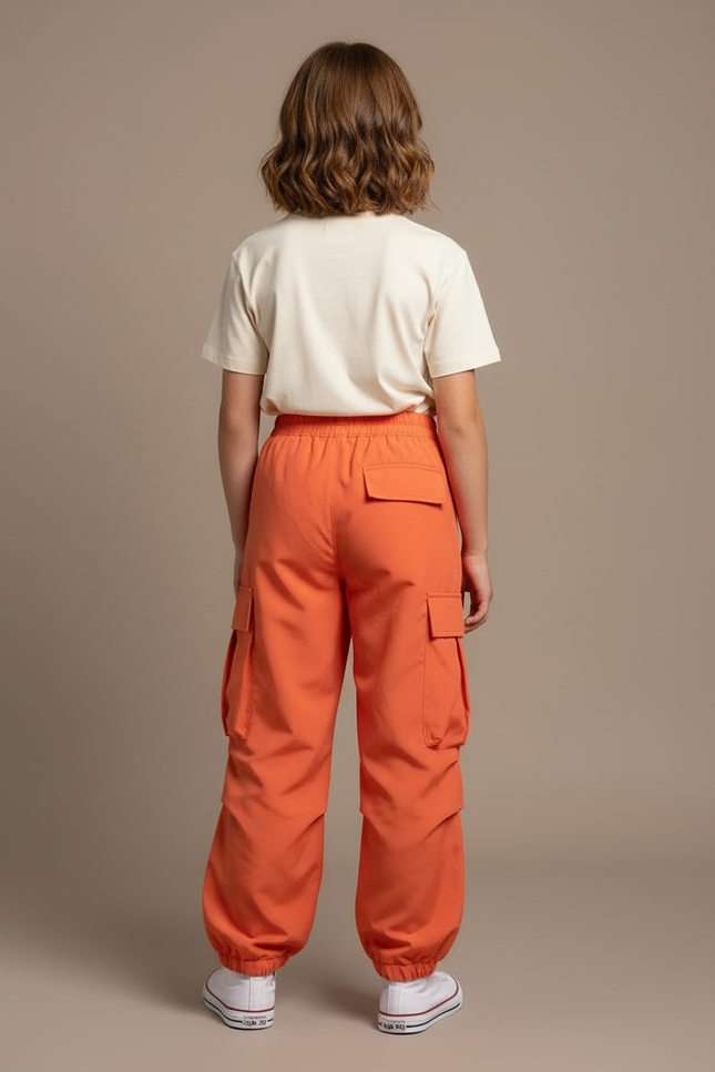 Pantalon Cargo Orange Femme - Polyester - vue 2