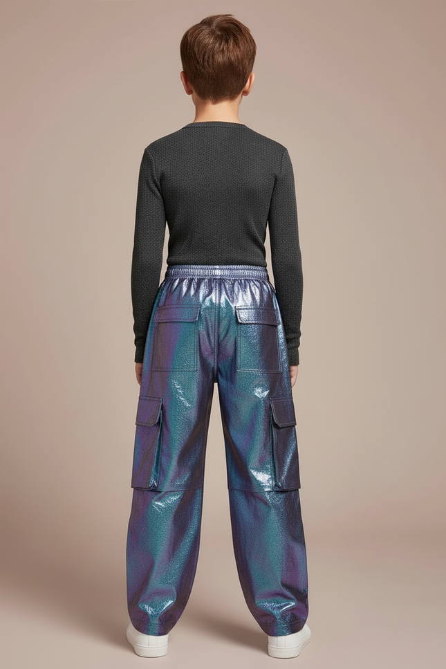 Pantalon Cargo Irisé Ample Garçon Streetwear - Multicolore Polyester - vue 2