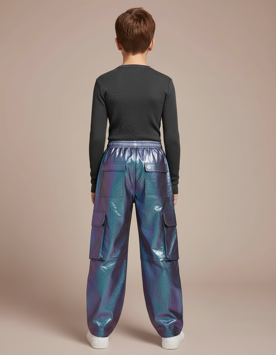 Pantalon Cargo Irisé Ample Garçon Streetwear - Multicolore Polyester - vue 2