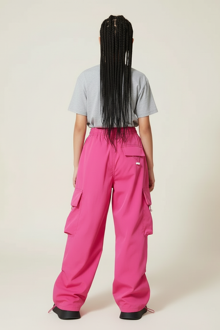 Pantalon Cargo Rose Ample Streetwear Multipoches Fille - Polyester - vue 2