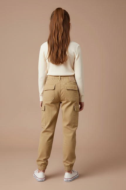 Pantalon Cargo Beige Décontracté Coton Enfant - Toile - vue 2