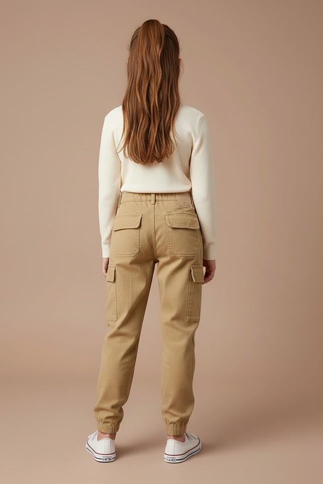 Pantalon Cargo Beige Décontracté Coton Enfant - Toile - vue 2