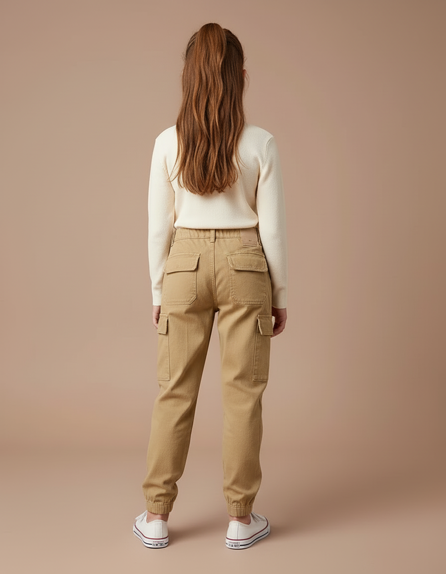 Pantalon Cargo Beige Décontracté Coton Enfant - Toile - vue 2