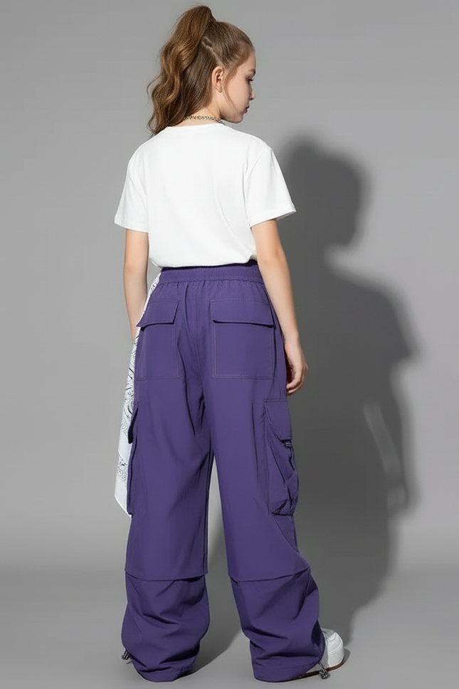 Pantalon Cargo Violet Femme - Polyester - vue 2