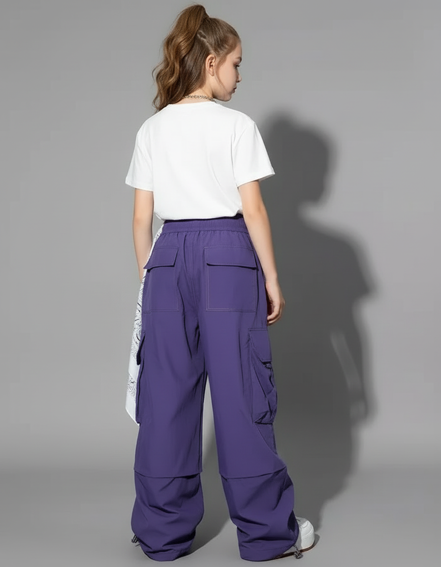 Pantalon Cargo Violet Femme - Polyester - vue 2