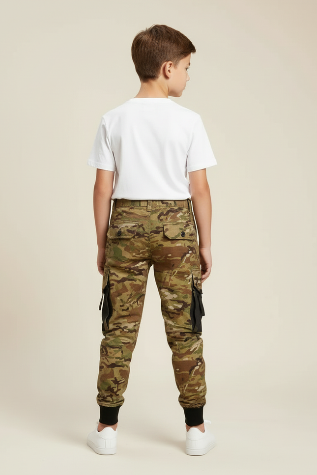 Pantalon Cargo Camouflage Militaire Garçon Multipoches Coton - Multicolore - vue 2