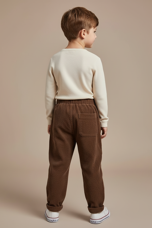 Pantalon Cargo Marron Côtelé Ample Enfant Décontracté - Cordé - vue 2