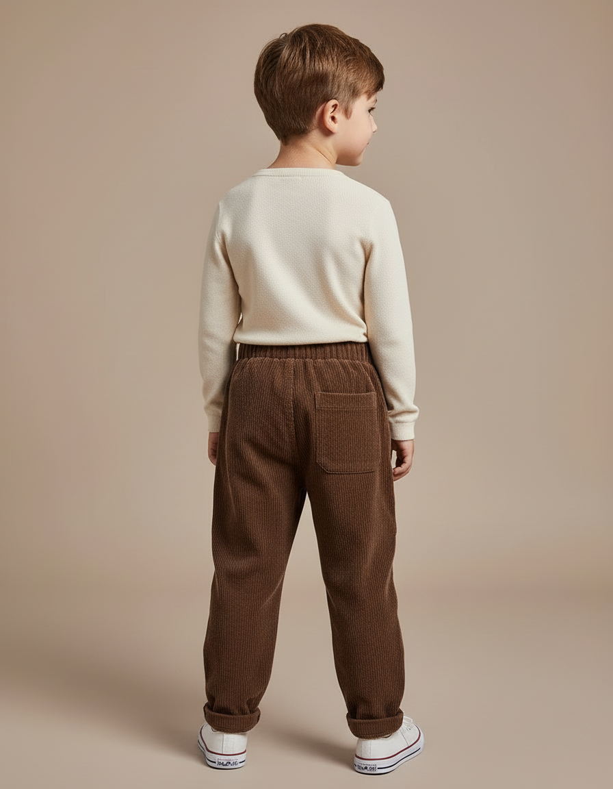Pantalon Cargo Marron Côtelé Ample Enfant Décontracté - Cordé - vue 2