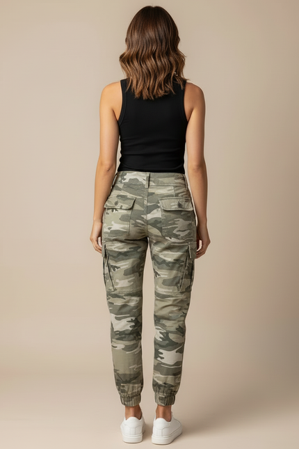 Pantalon Cargo Camouflage Militaire Ajusté Femme Jogger - Imprimé Toile - vue 2