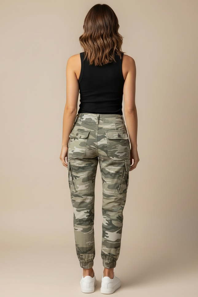 Pantalon Cargo Camouflage Militaire Ajusté Femme Jogger - Imprimé Toile - vue 2