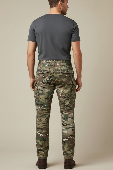 Pantalon Cargo Camouflage Militaire Tactique Homme Multipoches - Multicolore Toile - vue 2