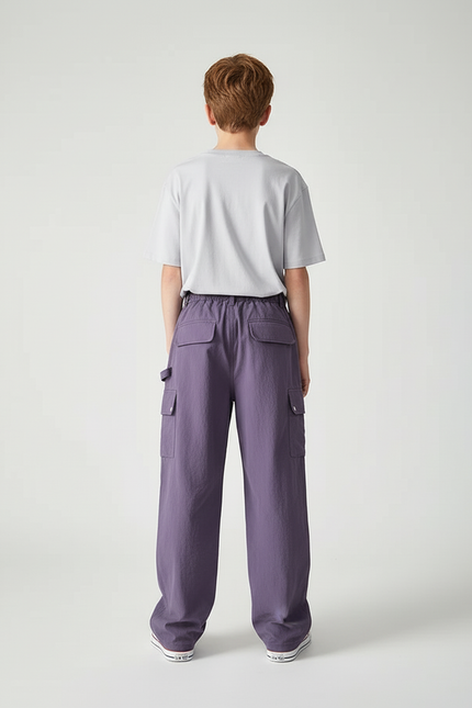 Pantalon Cargo Violet Ample Doux Enfants - Toile - vue 2