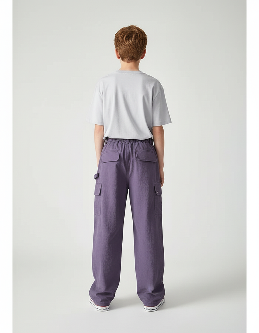 Pantalon Cargo Violet Ample Doux Enfants - Toile - vue 2