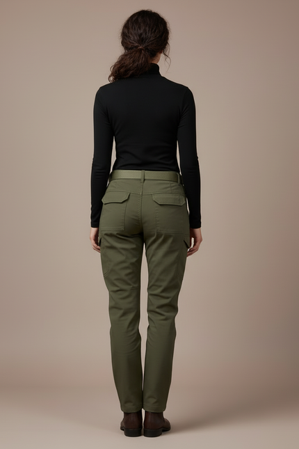Pantalon Cargo Vert Kaki Slim Femme Militaire - Toile - vue 2