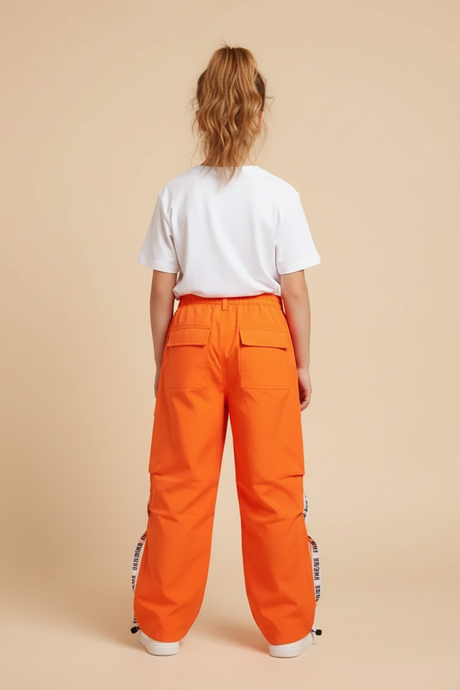 Pantalon Cargo Orange Ample Enfant Streetwear Sangles - Toile - vue 2