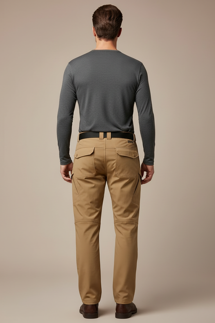 Pantalon Cargo Homme Kaki Élastique Hiver Multipoches - Polyester - vue 2