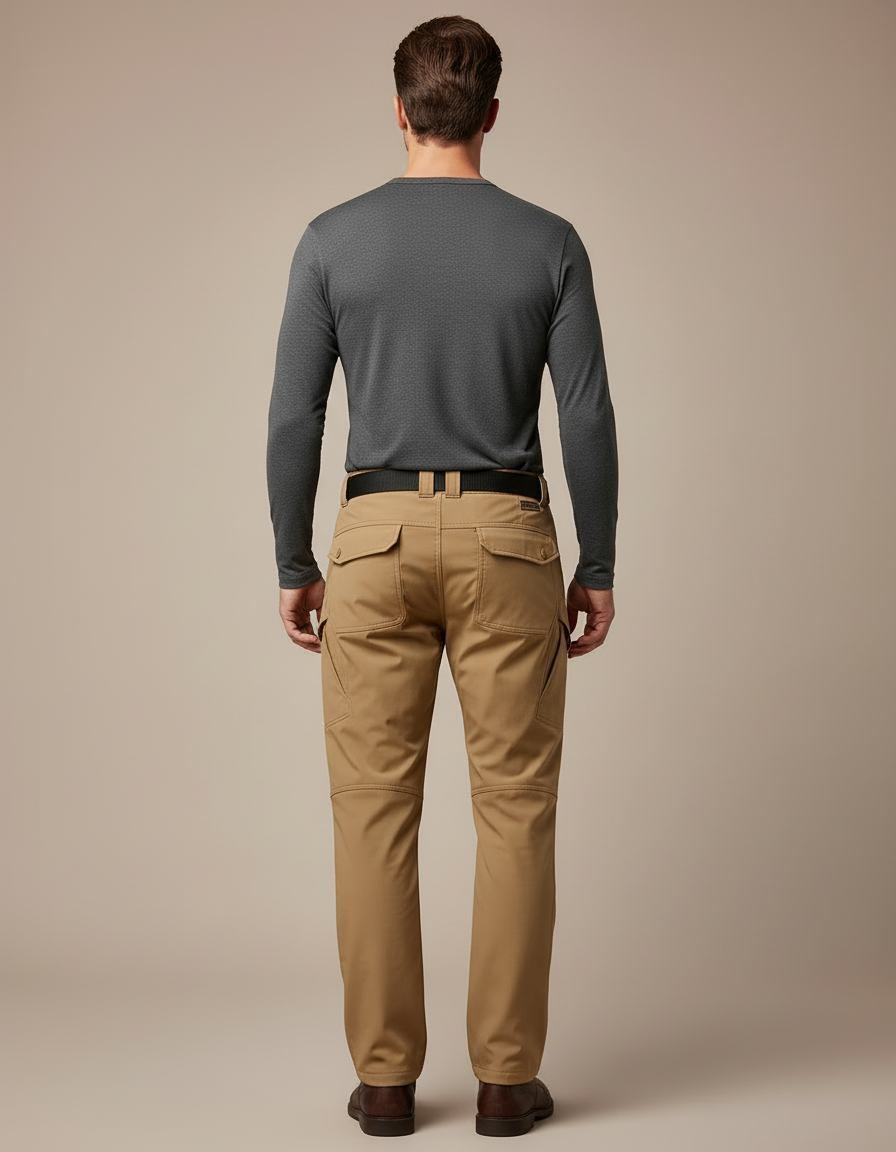 Pantalon Cargo Homme Kaki Élastique Hiver Multipoches - Polyester - vue 2