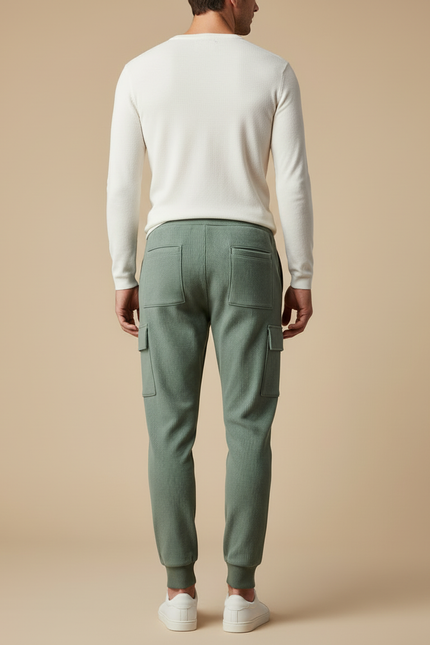 Pantalon Cargo Vert Côtelé Ample Homme Décontracté - Maille - vue 2
