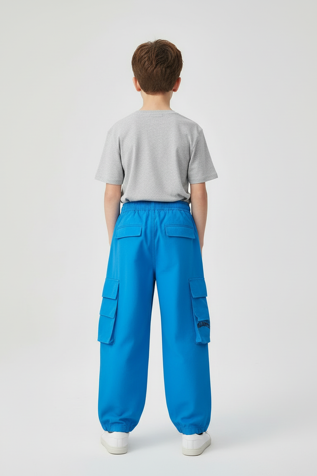 Pantalon Cargo Bleu Imprimé Ample Garçon Streetwear - Toile - vue 2
