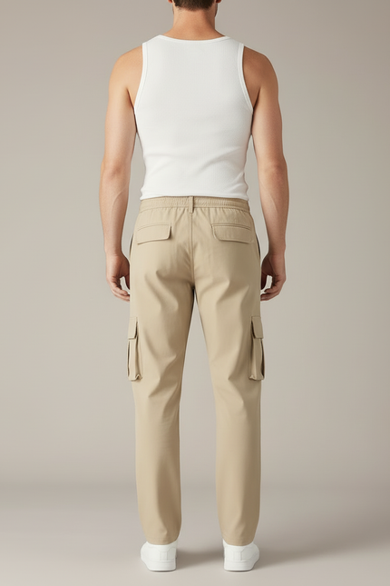 Pantalon Cargo Beige Ample Décontracté Multipoches Homme - Polyester - vue 2