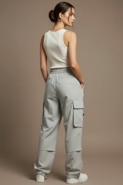 Pantalon Cargo Gris Ample Multipoches Léger Femme - Polyester - vue 2
