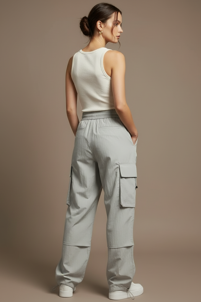 Pantalon Cargo Gris Ample Multipoches Léger Femme - Polyester - vue 2