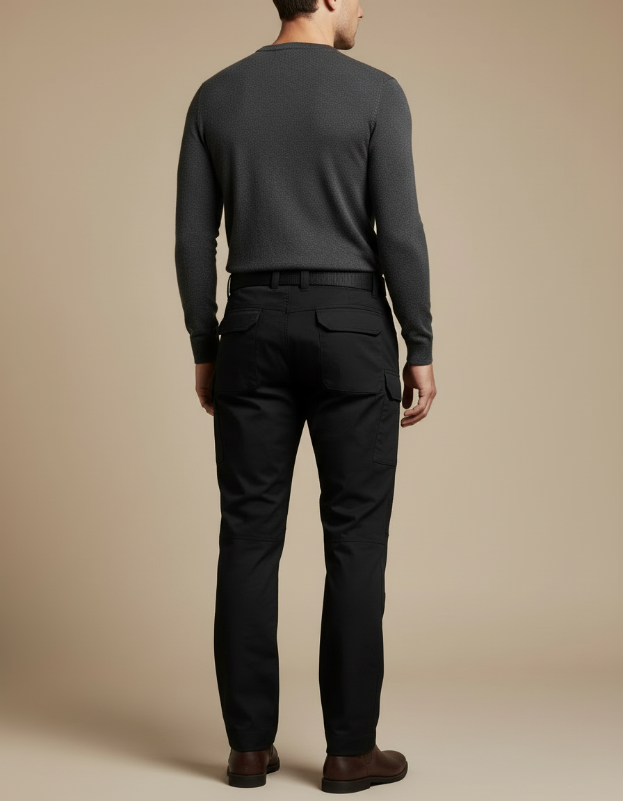 Pantalon Cargo Noir Homme Tactique Renforcé Multi-Poches - Toile - vue 2