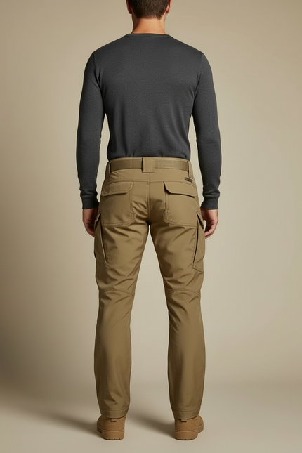 Pantalon Cargo Kaki Tactique Multipoches Résistant Homme - Polyester - vue 2
