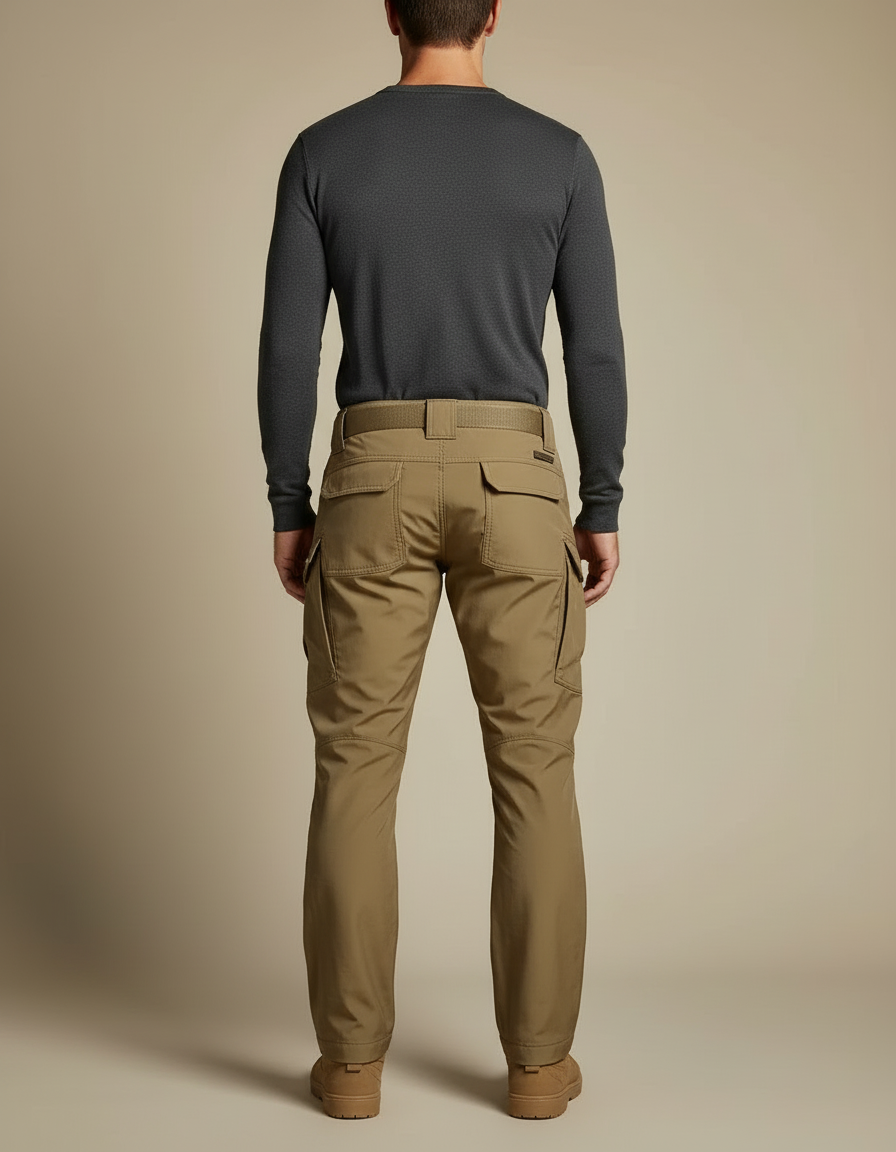 Pantalon Cargo Kaki Tactique Multipoches Résistant Homme - Polyester - vue 2