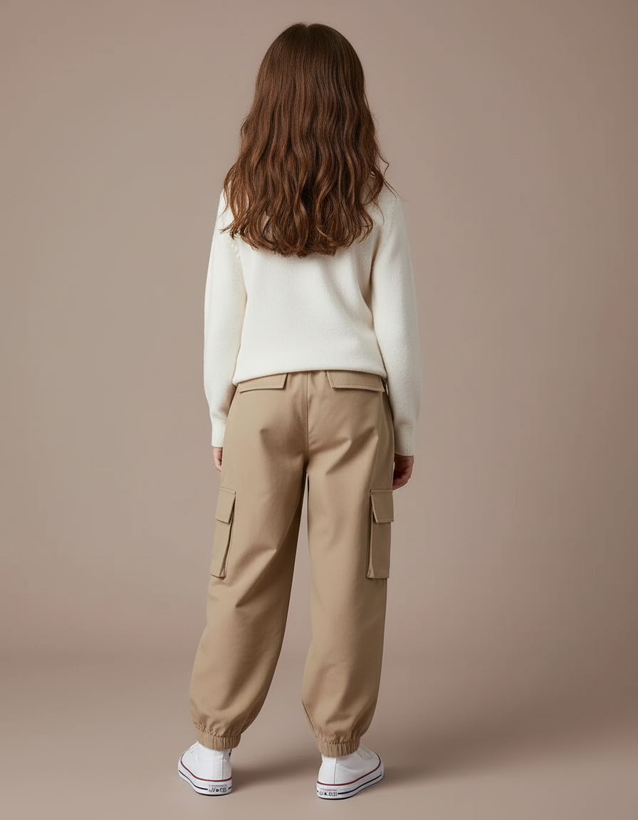 Pantalon Cargo Beige Ample Poches Enfant - Coton - vue 2