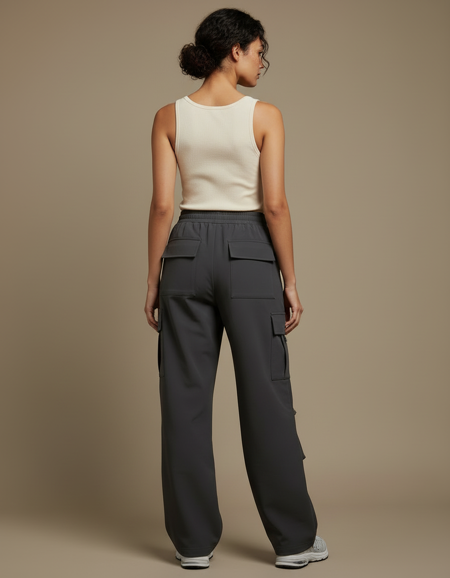 Pantalon Cargo Randonnée Femme - Gris Polyester - vue 2