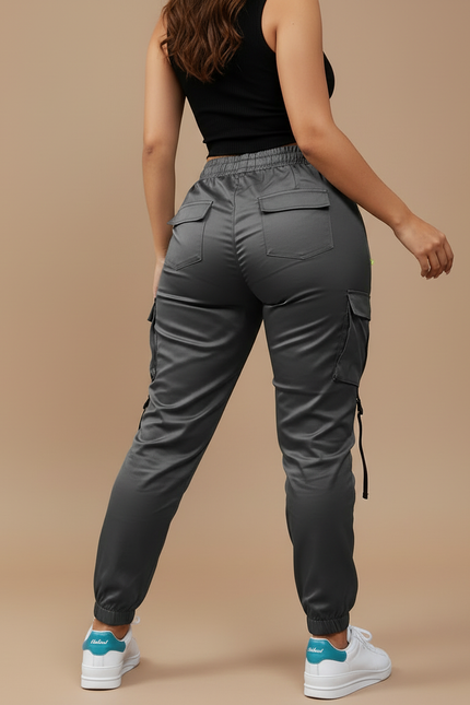 Pantalon Cargo Femme Gris Jogger - Satin - vue 2