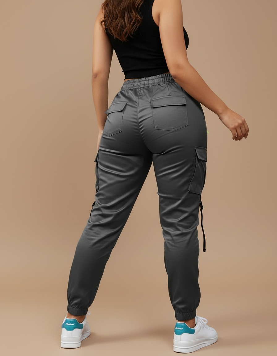 Pantalon Cargo Femme Gris Jogger - Satin - vue 2