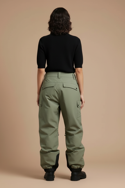 Pantalon Cargo Vert Ample Imperméable Multi-Poches Hiver - Polyester - vue 2