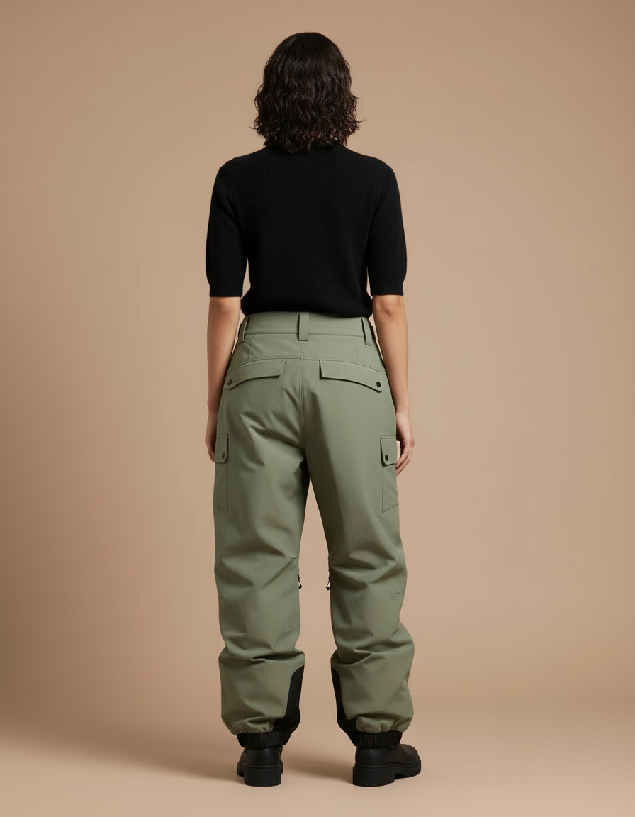 Pantalon Cargo Vert Ample Imperméable Multi-Poches Hiver - Polyester - vue 2