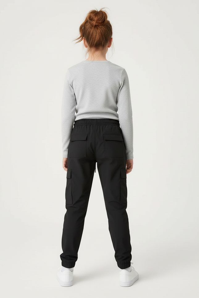 Pantalon Cargo Noir Zippé Fille Ample Coton - vue 2
