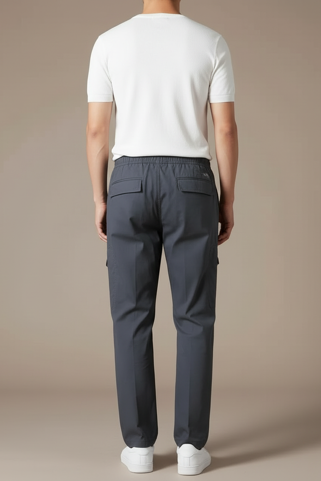 Pantalon Cargo Gris Coton Décontracté Ample Élastique - Polyester - vue 2