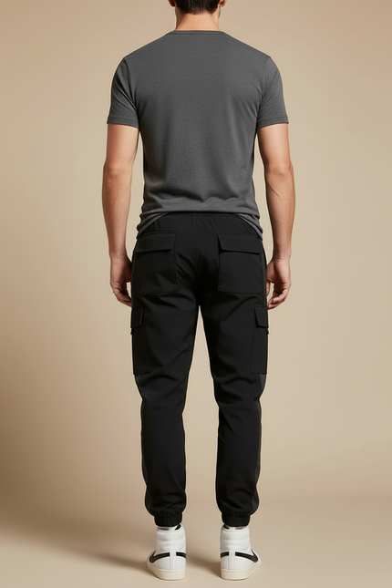 Pantalon Cargo Techwear - Noir Polyester - vue 2