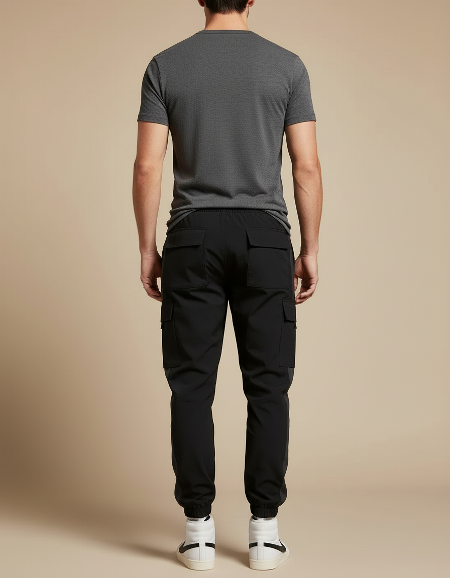 Pantalon Cargo Techwear - Noir Polyester - vue 2
